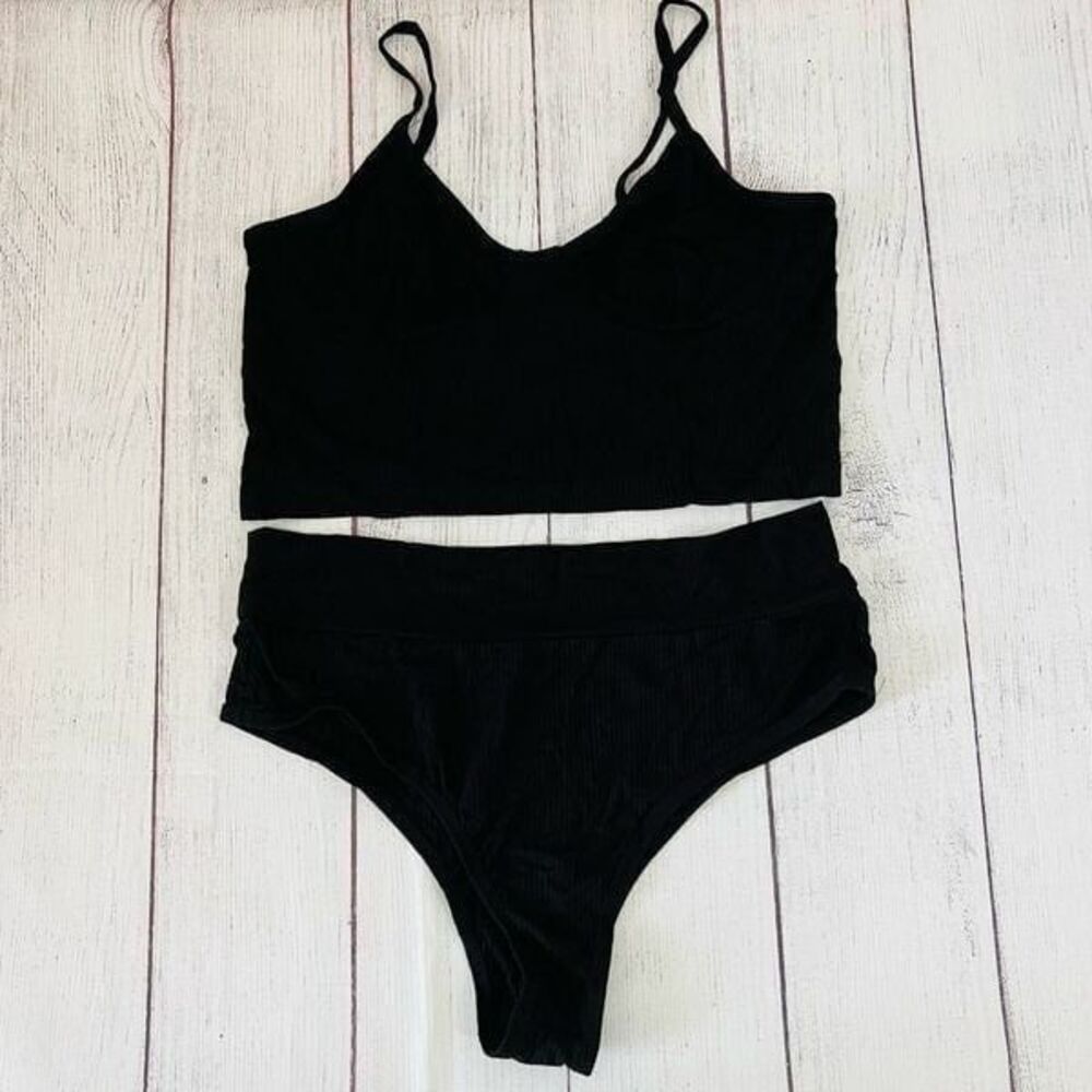 Black Two Piece Bathing Suit Bikini Size XL